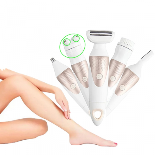 Newest Professional Good Sale 5 In 1 Lady Silk Epilator With Epilator Shaver And Face Brush Massage Head Nose Hair Trimmer