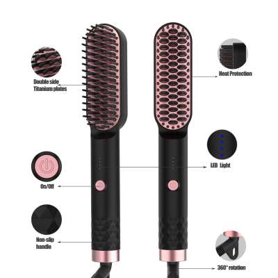 Hot Comb Electric Ceramic Hair Straightener Comb Quick Hair Styling Beard Comb Ceramic Hair Straightener Brush